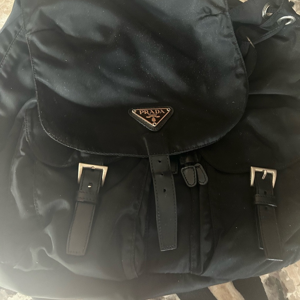 Prada Black Backpack with Triangular Logo